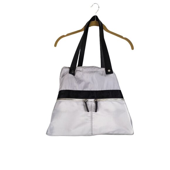 Steve Madden Bstripe Purse Gray Nylon Shoulder Tote Y2K Spellout - Picture 1 of 12